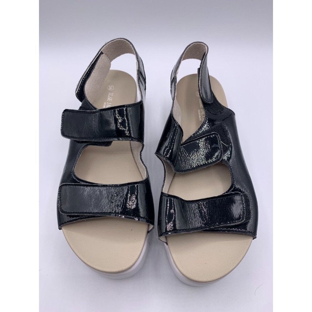 Ilse Jacobsen Womens Summer Strappy Hook Loop Sandals Shoes Black Size 5.5 EU36